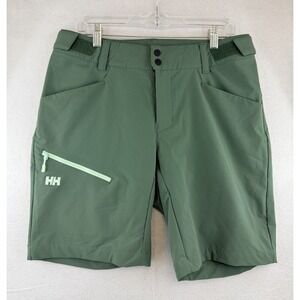 Helly Hansen Blaze Softshell Shorts Womens L Spruce Zip Pocket Hiking Stretch